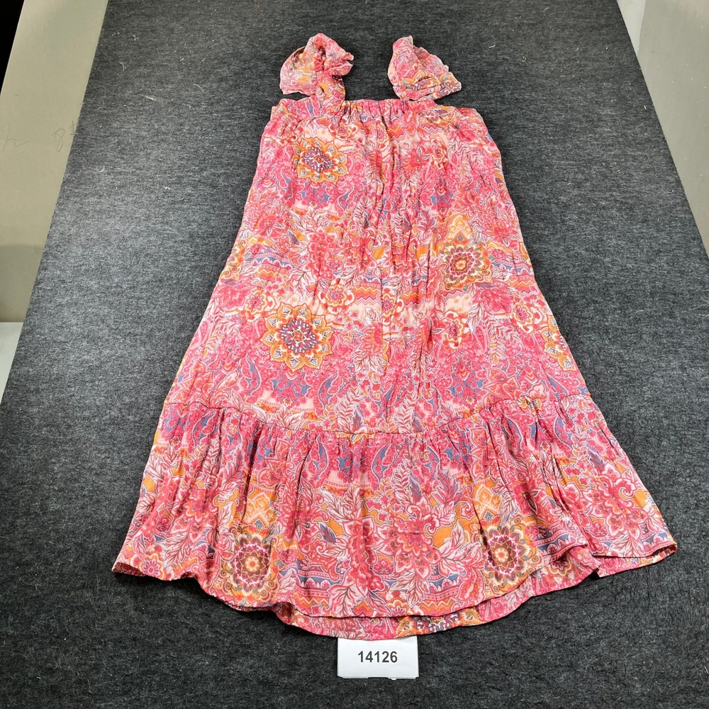 Indigo Rose Maxi Dress Women Large Multicolor Floral Paisley Square Neck Ruffled